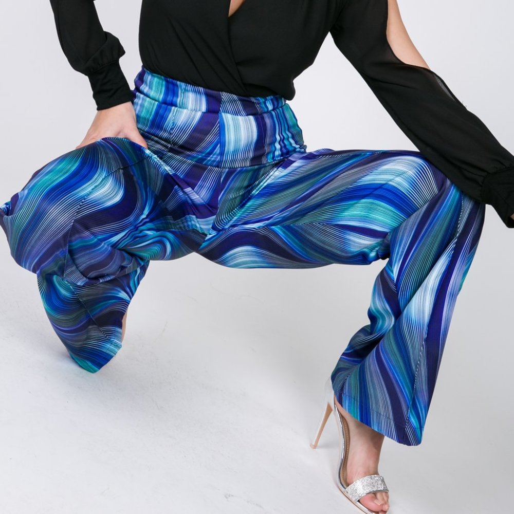 Bedazzled Print Wide-Leg Pants